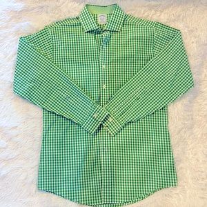 Vintage Brooks Brothers Classic Button Down Shirt in Green & White Gingham